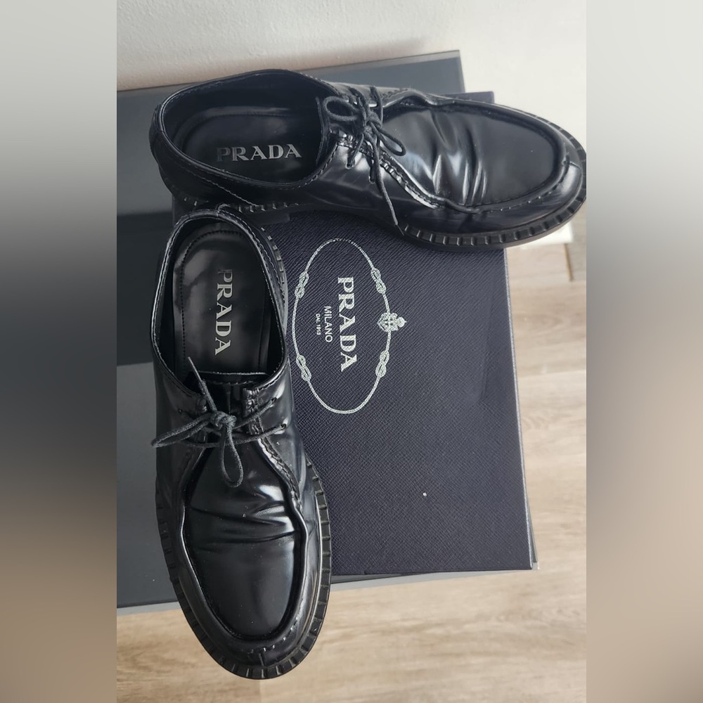 Prada men's chunky lug sole black shoes size 9.5 US lace up